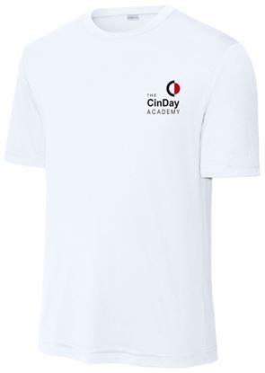 Picture of CinDay Academy - Youth/Unisex - Dri Fit Short Sleeve Tee w/ Left Chest Logo by Sports Tek (Y)ST350 - Black, Grey Concrete Heather, Red, or White