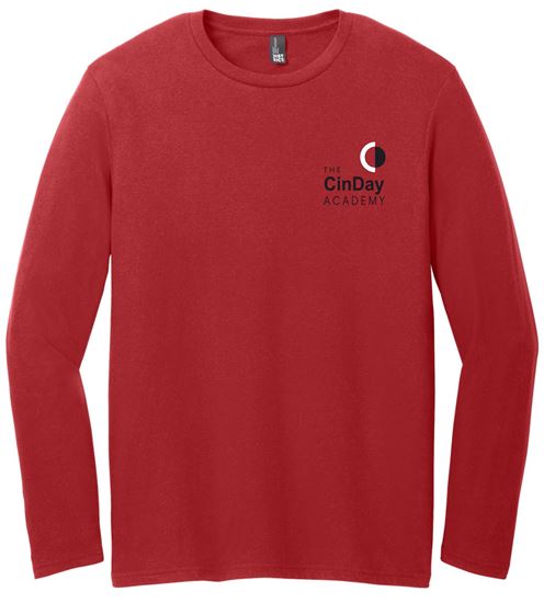 Picture of CinDay Academy - Unisex - Long Sleeve Tee w/ Left Chest Logo by District DT6200 - Black, Light Heather Grey, Red, or White