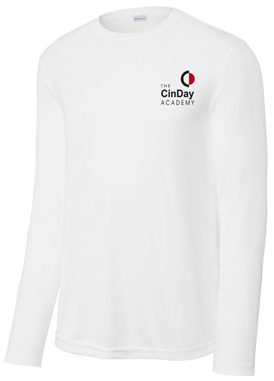 Picture of CinDay Academy - Youth/Unisex - Dri FIt Long Sleeve Tee w/ Left Chest Logo by Sport Tek (Y)ST350LS - Black, Red, Silver, or White