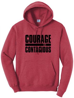 Picture of Clearance!! - CinDay Academy - Adult Medium - Core Fleece Pullover Hooded Sweatshirt by Port & Co PC78H - Heathered Red - 1 Left!