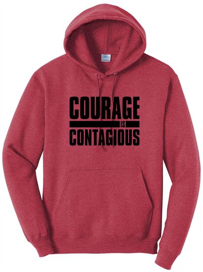 Picture of Clearance!! - CinDay Academy - Adult Medium - Core Fleece Pullover Hooded Sweatshirt by Port & Co PC78H - Heathered Red - 1 Left!