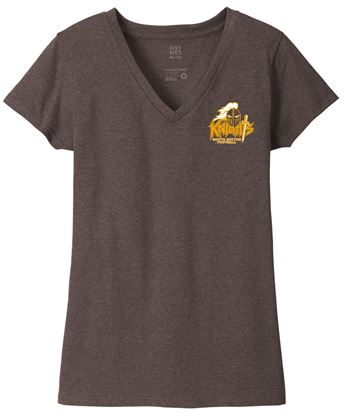 Picture of SDK Football - Ladies - Short Sleeve V Neck Tee w/ Left Chest Logo by District DT8001 - Deep Heather Brown