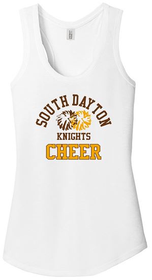 Picture of SDK Cheer - Ladies - Perfect Tri Racerback Tank w/ Partial Glitter Logo by District DM138L - Grey Frost or White