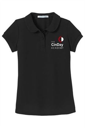 Picture of Being Discontinued!  CinDay Academy - Girls - Short Sleeve Uniform Polo by Port Authority YG503 - Black - 2 LEFT!