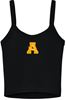 Picture of Alter Lancerettes - Ladies - Micro Rib Spaghetti Strap Tank w/ Glitter Logo by Bella+Canvas BC1012 - Solid Black Blend