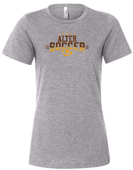 Picture of Alter Boys Soccer Ladies - Jersey Short Sleeve Tee w/ Logo Choice by Bella+Canvas BC6400 - Athletic Grey or White - Logo 2alter