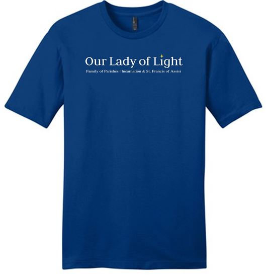 Picture of Our Lady Of Light - Youth/Unisex - Letterhead - V.I.T. Short Sleeve Tee by District DT6000(Y) - Deep Royal
