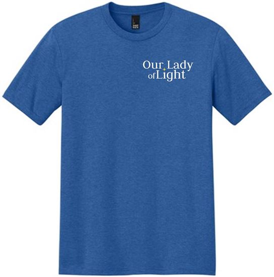 Picture of Our Lady Of Light - Youth/Unisex - Pray For Us - DryBlend 50/50 Poly Blend Tee by Gildan 8000(b)  - Royal