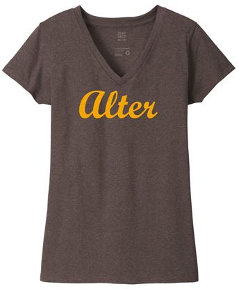 Picture of Clearance! - Alter High School - Ladies - Short Sleeve V Neck Tee by District DT8001 - Deep Heather Brown - 1 Left! Generous Sizing!