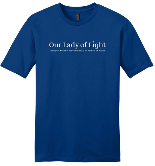 Picture of Our Lady Of Light - Youth & Adult/Unisex - V.I.T. Short Sleeve Tee w/ Letterhead Logo by District DT6000(Y) - Deep Royal