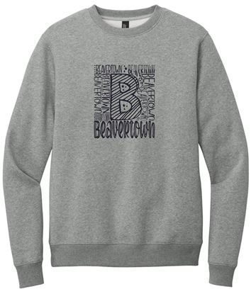 Picture of Kettering Beavertown - Adult/Unisex - Perfect Weight Fleece Crewneck by District DT1106 - Heathered Steel or White Onyx