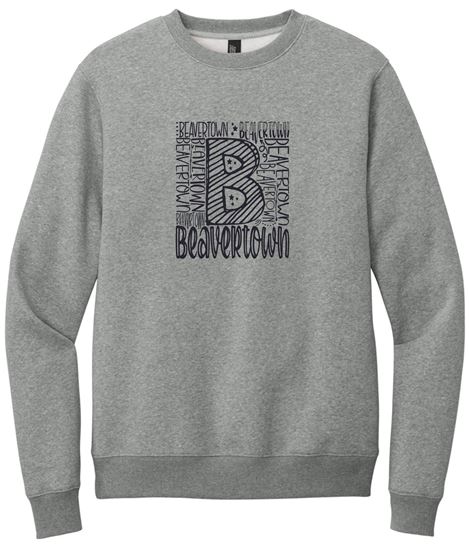 Picture of Kettering Beavertown - Adult/Unisex - Perfect Weight Fleece Crewneck by District DT1106 - Heathered Steel or White Onyx