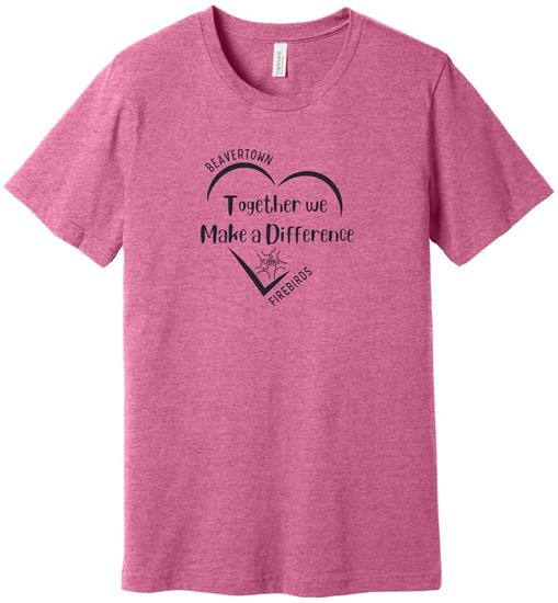 Picture of Kettering Beavertown - Adult/Unisex - Jersey Short Sleeve Tee w/ Heart Logo by Bella + Canvas BC3001CVC - Athletic Heather, Heather Carolina Blue, or Heather Charity Pink