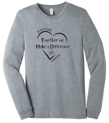 Picture of Kettering Beavertown - Adult/Unisex - Long Sleeve Tee w/ Heart Logo by Bella + Canvas BC3501(CVC) - Athletic Heather, Heather Columbia Blue, or Solid White Blend