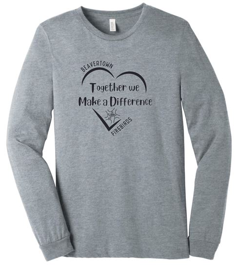 Picture of Kettering Beavertown - Adult/Unisex - Long Sleeve Tee w/ Heart Logo by Bella + Canvas BC3501(CVC) - Athletic Heather, Heather Columbia Blue, or Solid White Blend