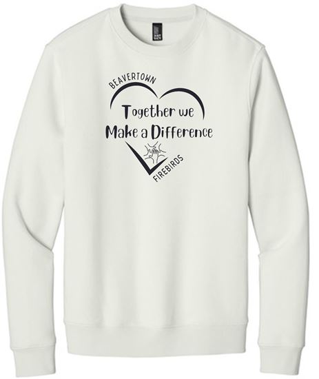 Picture of Kettering Beavertown - Adult/Unisex - Perfect Weight Fleece Crewneck w/ Heart Logo by District DT1106 - Heathered Steel or White Onyx