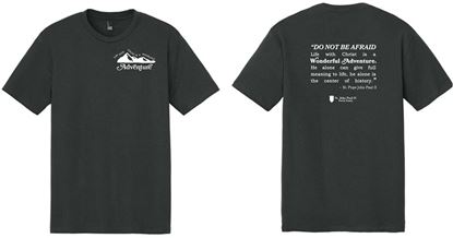 Picture of St. John Paul II  - Adult/Unisex - Prefect Tri Short Sleeve Tee by District DM130 - Deepest Grey,  Heathered Teal, or Military Green Frost