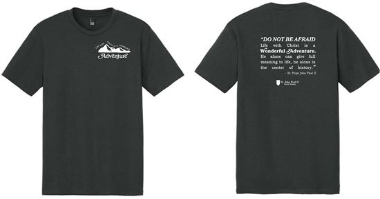 Picture of St. John Paul II  - Adult/Unisex - Prefect Tri Short Sleeve Tee by District DM130 - Deepest Grey,  Heathered Teal, or Military Green Frost