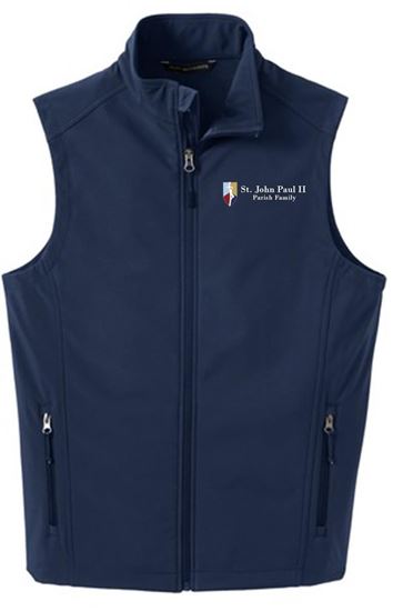 Picture of New! St. John Paul II - Adult/Unisex - Core Soft Shell Vest by Port Authroity J325 - Battleship Grey or Dress Blue Navy