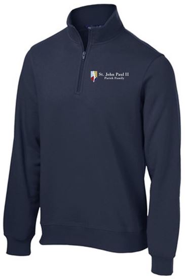 Picture of New! St. John Paul II - Adult/Unisex - 1/4 Zip Sweatshirt by Sport Tek ST253 - Graphite Grey or True Navy