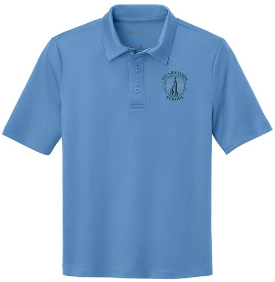 Picture of Incarnation - Youth  - (Pre K - 8th Grade) Silk Touch Performance Polo by Sport Tek Y540 -  Carolina Blue or White