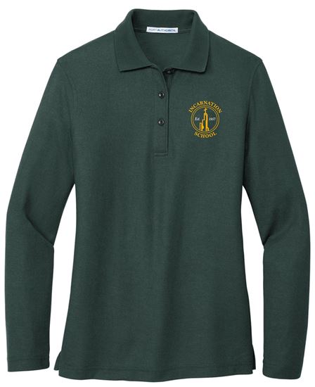 Picture of Incarnation - Ladies - (7th/8th Grade) - Long Sleeve Uniform Polo by Port Authority L500LS - Dark Green