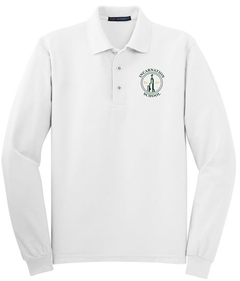 Picture of Incarnation - Youth & Adult/Unisex - (Pre K - 8th Grade) -  Long Sleeve Uniform Polo by Port Authority (Y)K500LS - White
