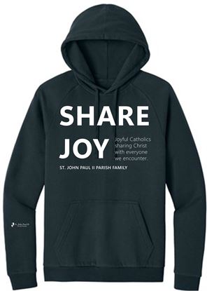Picture of St. John Paul II Fleece Adult/Unisex Hoodie by District DT6100 - JOY - Black