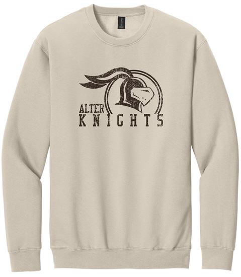 Picture of Alter - Adult/Unisex - Softstyle Crewneck w/ All Brown Distressed Logo by Gildan SF000 - Sand or White