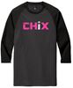 Picture of NEW COLORS! Chix - Adult- 3/4 Sleeve Raglan by Distract DM136 - Black/Black, Black/Grey or Black/White