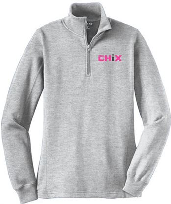 Picture of NEW COLOR ADDED! Chix - Ladies - 1/4 Zip Sweatshirt by Sport Tek LST253 - Athletic Heather. Black or White