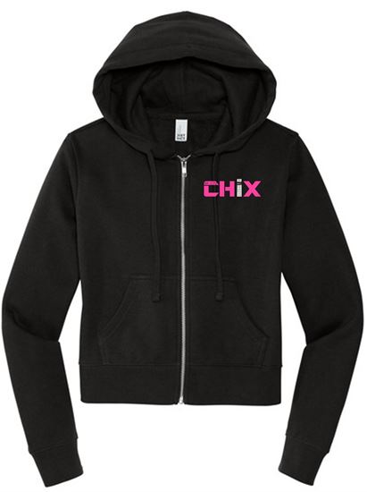 Picture of NEW! Chix - Ladies - V.I.T.™ Fleece Full-Zip Hoodie by District DY6103 - Black or Light Heather Grey