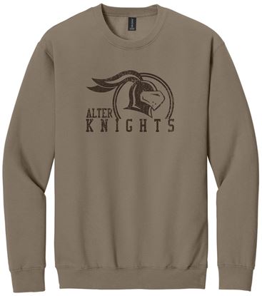 Picture of Alter High School - Adult/Unisex - Softstyle Crewneck w/ All Brown Distressed Logo by Gildan SF000 - Brown Savana, Sand, or White