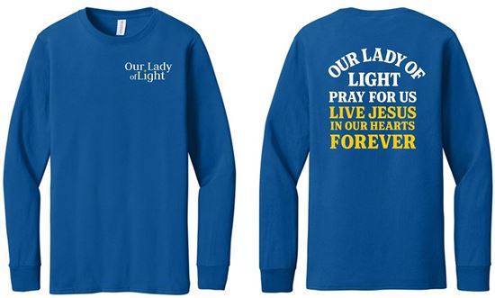 Picture of Our Lady Of Light - Youth-Adult/Unisex - Pray For Us - Long Sleeve Tee by Jerzee 29bls/560ls - Royal