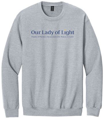 Picture of Our lady of Light - Youth -Adult/Unisex  -  Softstyle Crewneck Letterhead Logo by Gildan SF000 - Royal or Sports Grey