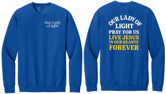 Picture of Our lady of Light - Youth -Adult/Unisex -  Softstyle Crewneck Pray For Us Logo by Gildan SF000 - Royal or Sports Grey