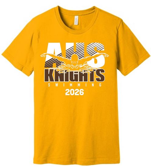 Picture of Alter Swim - Youth/Adult-Unisex - Softstyle Tee Alter Swimming Screened Logo by Gildan 64000(B) - Gold