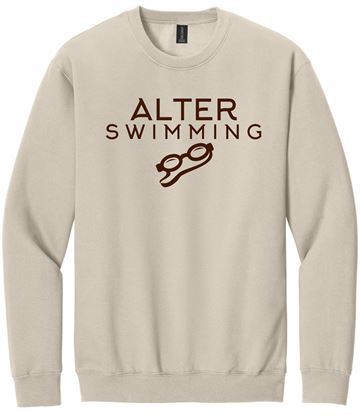 Picture of Alter Swim - Adult/Unisex - Softstyle Crewneck w/ Brown Alter Swimming Glitter Logo by Gildan SF000 -  Brown Savana or Sand