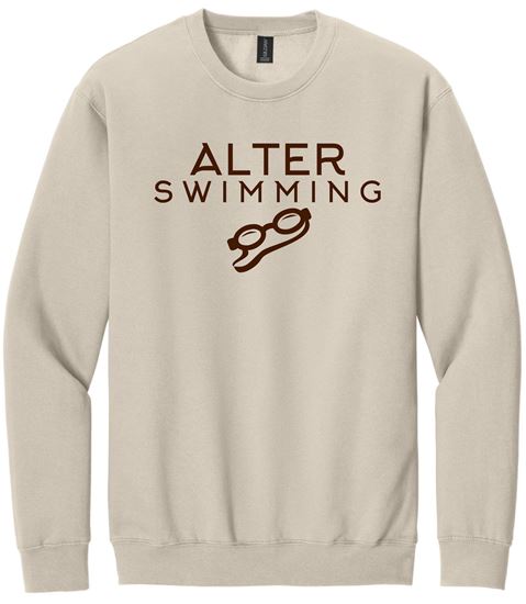 Picture of Alter Swim - Adult/Unisex - Softstyle Crewneck w/ Brown Alter Swimming Glitter Logo by Gildan SF000 -  Brown Savana or Sand