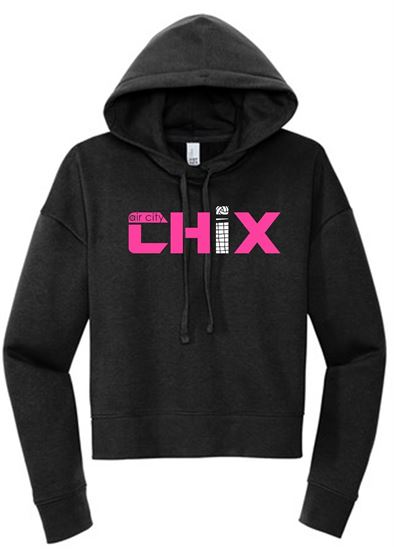 Picture of Chix - Ladies Medium - Cropped Hoodie by District DT6101 - Black