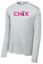 Picture of Chix - Adult Small- Dri Fit Long Sleeve by Sports Tek ST350LS - Pink/Black Logo - Silver