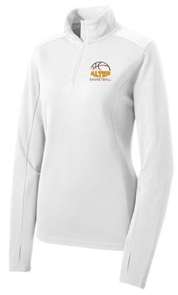 Picture of Clearance! - Alter Basketball - Ladies - Sport-Wick Textured 1/4-Zip Pullover by Sport-Tek LST860 - White (2 Left)