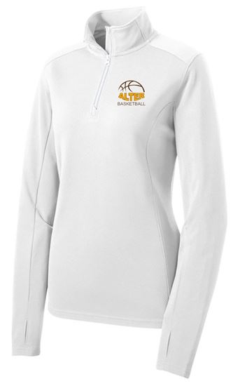 Picture of Clearance! - Alter Basketball - Ladies - Sport-Wick Textured 1/4-Zip Pullover by Sport-Tek LST860 - White (2 Left)