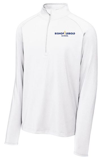Picture of Bishop Leibold - Adult/Unisex - Wicking 1/4 Zip Pullover by Sport Tek ST850 - Heather Charcoal Grey, True Navy, True Royal, or White