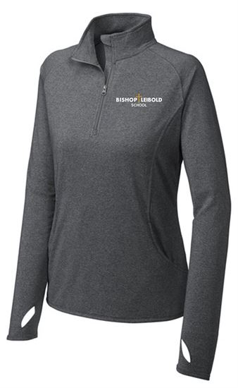 Picture of Bishop Leibold - Ladies - Wicking 1/4 Zip Pullover by Sport Tek LST850 - Heather Charcoal Grey, True Navy, True Royal, or White
