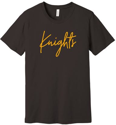 Picture of SDK Football - Youth & Adult/Unisex - Jersey Short Sleeve Tee w/ "Knights" Logo by Bella + Canvas BC3001 - Brown