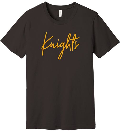 Picture of SDK Football - Youth & Adult/Unisex - Jersey Short Sleeve Tee w/ "Knights" Logo by Bella + Canvas BC3001 - Brown