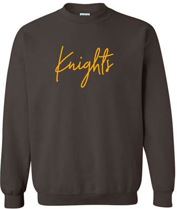 Picture of SDK Football - Adult/Unisex - Heavyblend Crewneck Sweatshirt w/ "Knights" Logo by Gildan 18000 - Brown