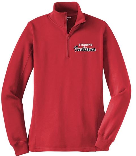 Picture of Stebbins M.S. Softball - Ladies - 1/4 Zip Sweatshirt by Sports Tek LST253 - Athletic Heather, Black, or Red