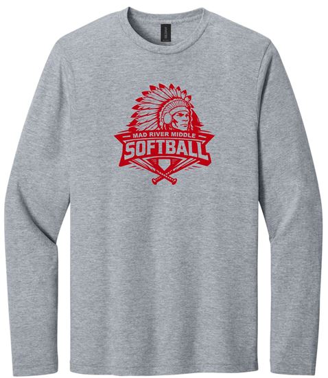 Picture of Mad River M.S. Softball - Youth & Adult/Unisex - Softstyle Long Sleeve Tee by Gildan 5400b/64400 - Black or Sports Grey